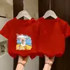 Camiseta de manga corta para niña 2026 nuevo estilo ropa de verano para niños top de dibujos animados elegante para niños mayores y pequeños camiseta base de algodón puro
