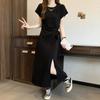 Vestido de Tirantes con Abertura Talla Grande Verano Camisa Holgada Falda Larga