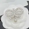 Broche Dijia Cd Novo Modelo 2025 com Laço de Pérolas Cravejado com Diamantes para Mulheres, Broche de Nariz de Porco de Pérolas Doce de Alta Qualidade
