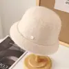 Atacado 2025 Outono e Inverno Novo Chapéu de Pescador de Lã Moda Vintage para Mulheres, Chapéu de Feltro com Aba Enrolada de Lã, Chapéu Bucket