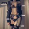 Traje Sexy de T-pants Aberto para Mulheres Biquíni de Três Pontos Renda Lingerie Tentação T-String Três