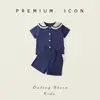 Traje de estilo náutico para niños estilo coreano 2025 Verano Nuevo estilo Algodón puro Solapa Shorts Conjunto de dos piezas para niños pequeños y medianos Dropshipping