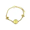 Pulsera con Colgante Redondo de Flor de Cuatro Pétalos con Pedrería Dorada, Best-Seller Transfronterizo para Mujer, Lujo Ligero, Versátil, Joyería de Moda Clásica