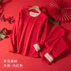 Conjunto de roupa íntima térmica de gola redonda feito de veludo alemão, lã e seda para mulheres, conjuntos térmicos de inverno forrados com fleece e espessados para homens, atacado
