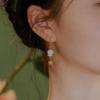 Natural Hetian Jade branco borboleta Bei brincos Lanling Flor Brincos Niche Design Sense Retro Novo Estilo Chinês
