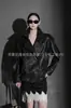 Chaqueta de Cuero de Doble Botonadura Estilo Motociclista Atractiva de Moda Versión Amplia Holgada Chaqueta de Piel de Cordero de Gama Alta Versátil Estilo Nuevo