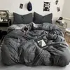 Conjunto de Cama de Quatro Peças Liso Casual Cobertor de Colcha Peça Única Roupa de Cama Dormitório Estudantil Cama Individual Conjunto de Lençol com Elástico de Três Peças