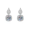 Amazon Pendientes de Tachuela de Plata de Ley s925 con Moissanita Lujo Completo de Diamante Cuadrado Borla Temperamento Versátil Pendientes de Lujo Ligero