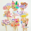 Decoración de Pastel Estilo Ins Bandera Coreana Enchufe Dibujos Animados Oso Lindo Hp Corazón Feliz Cumpleaños Topper Accesorios