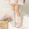 Nuevos Calcetines de Malla Calada de Ganchillo con Encaje en Forma de Diamante y Moño, Estilo Lolita para Niñas, Verano, Venta al por Mayor