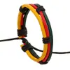 Pulseira de couro trançado tricolor vermelha, verde e amarela Pulseira de couro bovino nova para comércio exterior europeu e americano pulseira de couro trançada à mão