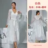 Conjunto de Robe de Renda Feminino Transfronteiriço Feiyun com Bojos Camisola Robe de Manga Longa Sino 1142+1181