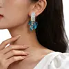 Pendientes de Corazón Incrustados con Diamantes de Colores Europeos y Americanos, Pendientes de Lujo Ligero y de Gama Alta, Pendientes Exquisitos de Moda Retro Europea y Americana para Mujer