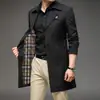 Casaco Trench Coat Masculino Outono/Inverno Plus Size M-8XL Transfronteiriço, Comprimento Médio, Gola de Terno, Estilo Britânico, Acolchoado e Espessado