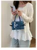 Nuevo estilo de comercio exterior: bolsa de mano plisada azul cielo estrellado, de ensueño, bolsa de hombro versátil con cadena, bolso cruzado pequeño para mujer
