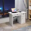 Escritorio Pequeño Individual para Oficina, Escritorio de Computadora para Dormitorio en Casa, Escritorio para Estudiante, Diseño Simple con Cerradura y Cajón 801