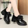 Mocasines para Mujer Zapatos de Primavera y Otoño para Mujer Zapatos Pequeños de Cuero Estilo Británico Moda con Suela Gruesa Versátiles Suela Suave Zapatos de Una Sola Capa Zapatos Casuales para Mujer