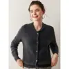 Cardigan de Malha Trançada com Gola Peter Pan em Cashmere Feminino Outono/Inverno 2025 Espesso Simples Versátil Peça de Tricô Suéter de Malha Trançada