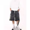 Shorts Jeans Pesado de Trabalho High Street Americano Design Desgastado Verão Unissex Larga Tendência Marca Ins Calças de Meia Coxa