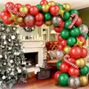 Cadena de Globos de Látex Metálicos Rojos y Verdes, Set de Caramelo de Hombre de Jengibre y Bastón de Caramelo de Navidad Transfronterizo