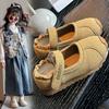 Zapatos de Cuero Gamuza para Niñas Primavera y Otoño 2025 Zapatos de Princesa con Tacón Plisado Elástico para Bebé Zapatos Bajos para Niñas Pequeñas Modernos