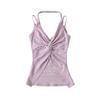 25 Tops Camisola Sexy de Encaje Patchwork Estilo Francés con Cuello Halter para Chicas Atrevidas para Reducir la Edad y Lucir Más Delgadas