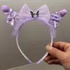 Nova Tiara Kuromi Infantil Tiara Trançada Sanrio para Meninas Acessórios de Cabelo de Princesa Peruca com Coroa Adorno de Cabeça com Fitas