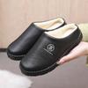 Pantuflas de algodón impermeables para mujer, pantuflas de algodón antideslizantes de fondo grueso para el hogar de invierno, pantuflas de algodón cálidas para interiores para hombres y mujeres, nuevas de cuero