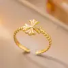 Moda Europea y Americana Anillo Geométrico Heterosexual de Acero de Titanio para Mujeres Popular en Ins Apertura Ajustable Colección de Anillos Galvanizados Venta al por Mayor