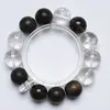 [Cristal Negro Translúcido] Pulsera de Cristal Blanco de Cristal Natural para Mujer 2025 Nueva Pulsera Versátil de Regalo al por Mayor
