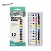Transfronterizo 12ml 12 Colores Tubo de Aluminio Pigmento Pintura Acrílica Pintura Acuarela Pintura al Óleo Pintura Gouache Pintura Artística