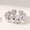 Anillo de Plata S925 de Venta Caliente Transfronterizo para Mujer Vintage Joyería de Mano Abierta Personalizada Ins Tendencia Popular en Internet Corazón a Corazón Anillo de Dedo de Comida