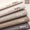 Papel pintado adhesivo tipo película para sentir la piel, puerta de armario autoadhesiva, gabinete, escritorio, color café con leche, película para cambio de color de renovación de muebles