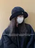 Chapéu de Pescador de Lã Retrô Japonês para Mulheres Outono e Inverno 2025 Novo Simples Versátil Chapéu Balde Protetor Solar