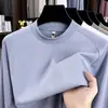 Camiseta antibacterial de algodón modal de manga larga de 10 A para hombre, colección otoño 2026, cuello redondo, color liso, sudadera básica casual para hombre