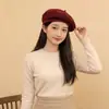 Boina de Lã Personalizada Atacado Feminina Estilo Japonês Borda Enrolada Fábrica de Boinas Em Estoque Estilo Artístico Chapéu de Pintor Outono e Inverno