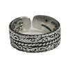 Anillo Abierto con Nuevo Patrón de Hierba Tang para Hombre, Moderno, Retro Punk, el Más Fácil de Combinar, Plata Tailandesa, Dominante, Patrón Personalizado, Anillo de Mujer