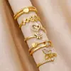 El más vendido en Europa y América: Corazón, Mariposa, Sol, Anillo Geométrico, Anillo Abierto Chapado en Oro de 18 Quilates, Joyería para Mujer con un Toque de Alta Gama