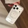 Soporte Magnético de Muñeco de Nieve con Purpurina Adecuado para Funda de Teléfono iPhone 18, 17 Pro Max, iPhone 16 Funda Suave Transparente con Espejo, iPhone 15