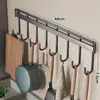 Estante de Ganchos sin Taladro para Colgar Cucharas y Espátulas, Estante de Ganchos de Cocina, Estante de Almacenamiento Resistente para Montar en la Pared para la Entrada