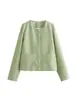 Zary Transfronterizo 2023 Otoño Nuevo Moda Versátil Texturizada Corta con Bolsillos de Doble Solapa Chaqueta Pantalón para Mujer Estilo Europeo y Americano