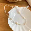 Colar de Pérolas Estrela do Mar Concha Bola de Cristal de Verão, Corrente de Clavícula Versátil Estilo Férias Fresco com Design Único, Corrente de Pescoço de Nicho