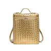 Mochila de Cor Sólida com Textura de Grande Capacidade Tecida à Mão Casual para o Dia a Dia Bolsa de Ombro Elegante e Requintada