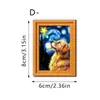Pintura al Óleo de Perro Estilo Cielo Estrellado de Van Gogh Transfronteriza Marco Pequeño de Madera para Fotos Imán para Refrigerador Caliente Retro Marco Dorado Pegatina Decorativa Magnética
