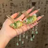 Pasador de Flor con Borla Estilo Antiguo, Nuevo Pasador Estilo Chino, Accesorio para el Cabello, Pasador en Forma de U de Flor de Vidrio Hanfu, Adorno para el Cabello Fresco y Elegante