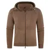 Jaqueta Cardigan com Capuz Masculina Transfronteiriça Nova Outono e Inverno 2025 Amazon Moda Masculina Europeia e Americana Blusão de Retalhos