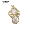 Wt-Jp423 Mais Vendido Cruz Colorida Pedra Preciosa Pérola Banhado a Ouro 18K Inlay Pingente de Colar DIY