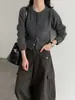 Cárdigan de Punto Suave con Cuello Redondo Estilo Perezoso LUXI para Mujer, Dobladillo Enrollado de Otoño, Chaqueta Suéter Simple y Versátil ss1101