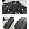 Clásico Primavera y Otoño Nuevo Estilo Cuero de Oveja Negro Chaqueta Corta Abrigo Motocicleta Haining Cuero Genuino Ropa de Mujer