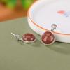 Pendientes de plata de ley Yilu S925 con diseño geométrico, estilo étnico, con diseño retro, estilo retro, redondos, con superficie de huevo, color rojo del sur